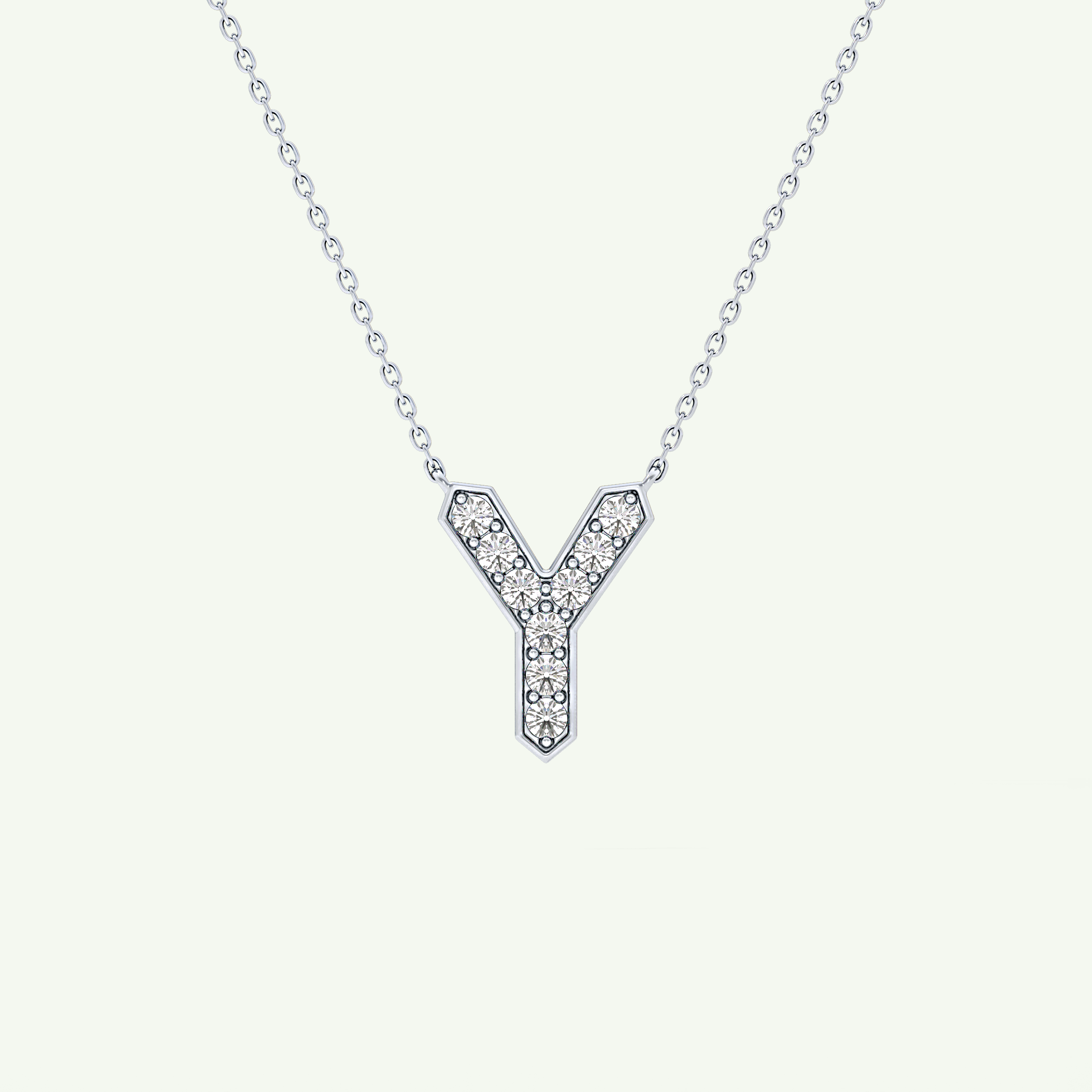 0.23 CT Round Lab-Grown Diamond Y Initial Necklace 16