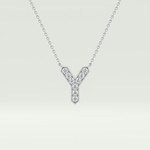 0.23 CT Round Lab-Grown Diamond Y Initial Necklace 15