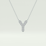 0.23 CT Round Lab-Grown Diamond Y Initial Necklace 15