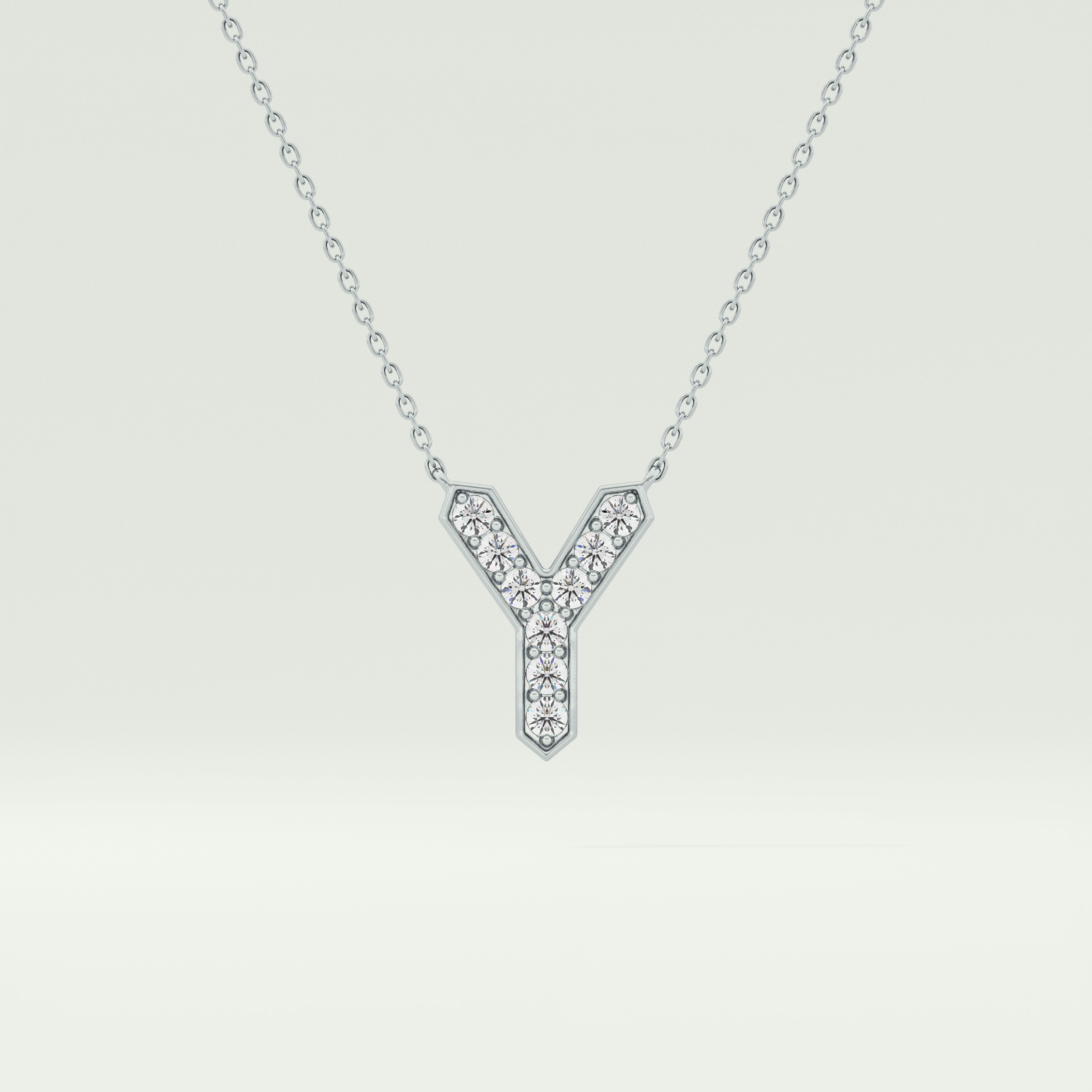 0.23 CT Round Lab-Grown Diamond Y Initial Necklace 15