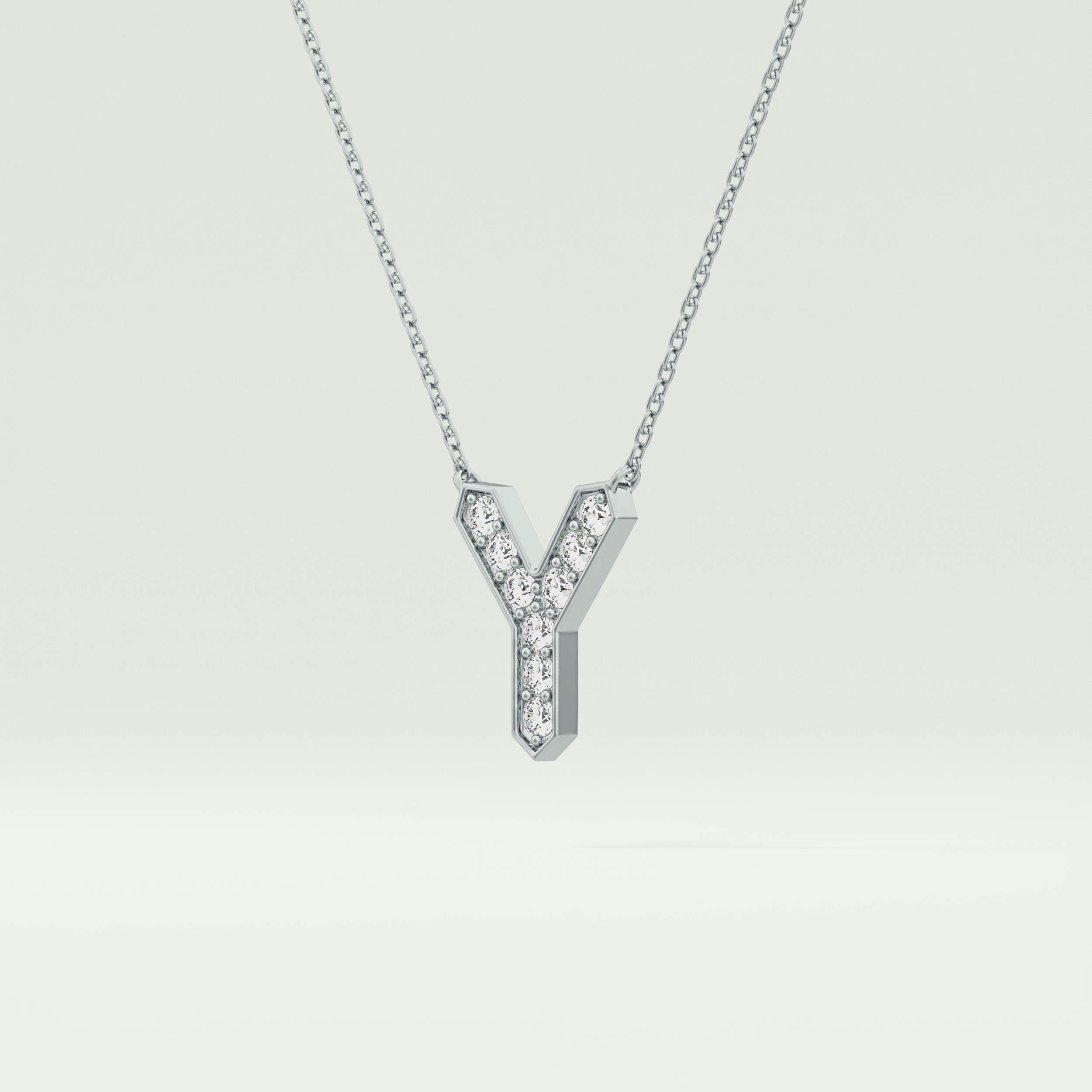 0.23 CT Round Lab-Grown Diamond Y Initial Necklace 17