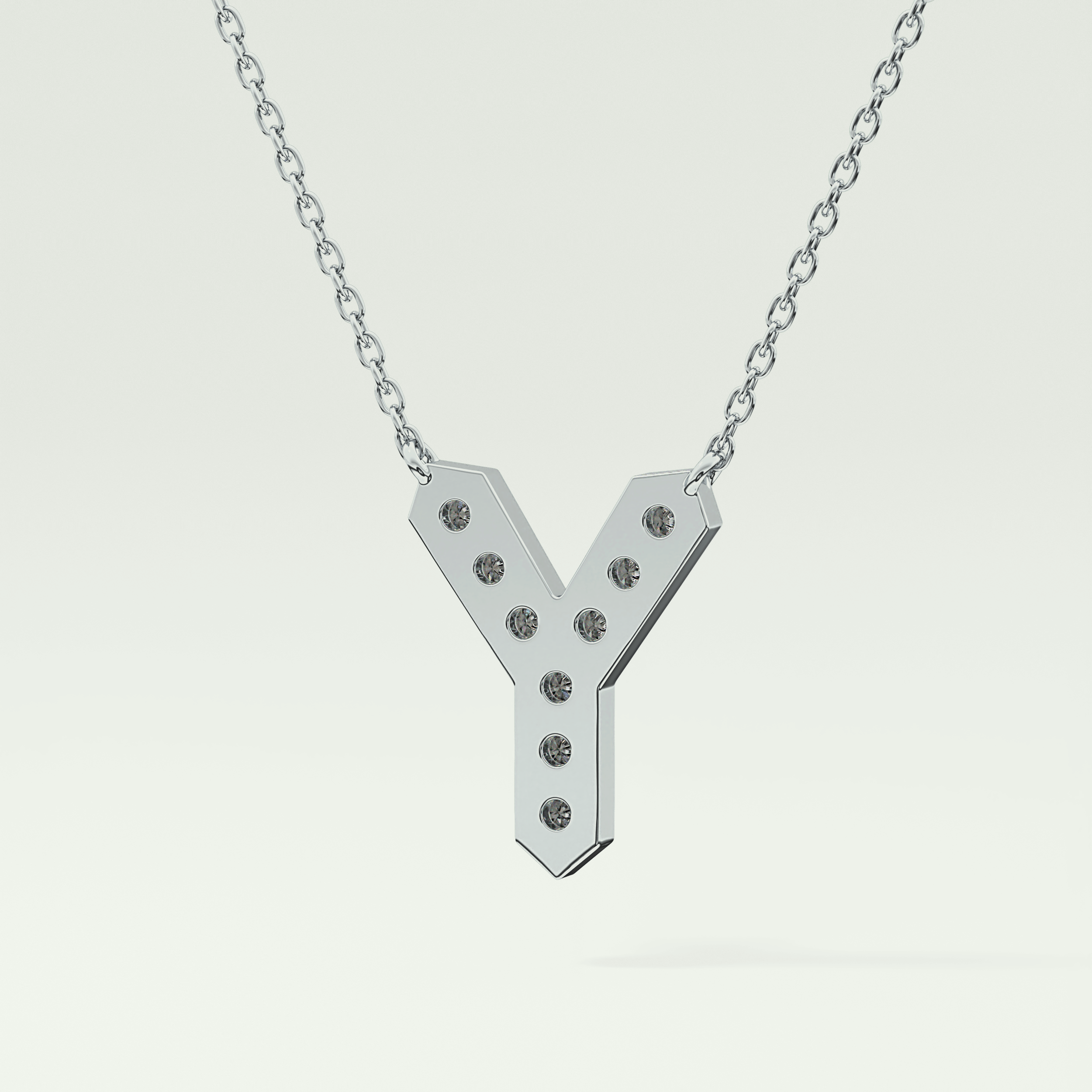 0.23 CT Round Lab-Grown Diamond Y Initial Necklace 19