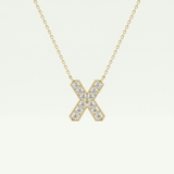 0.31 CT Round Lab-Grown Diamond X Initial Necklace 1