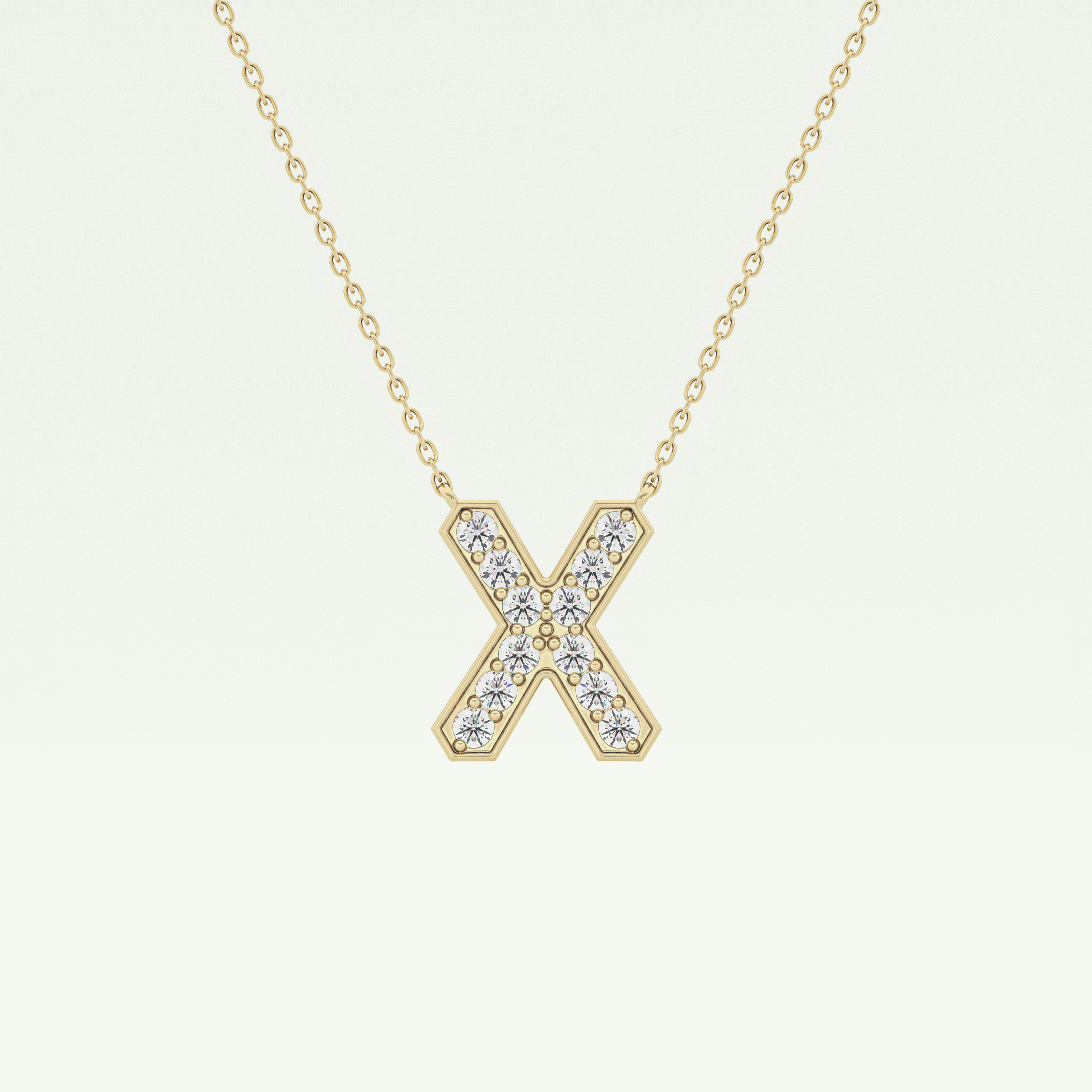 0.31 CT Round Lab-Grown Diamond X Initial Necklace 1