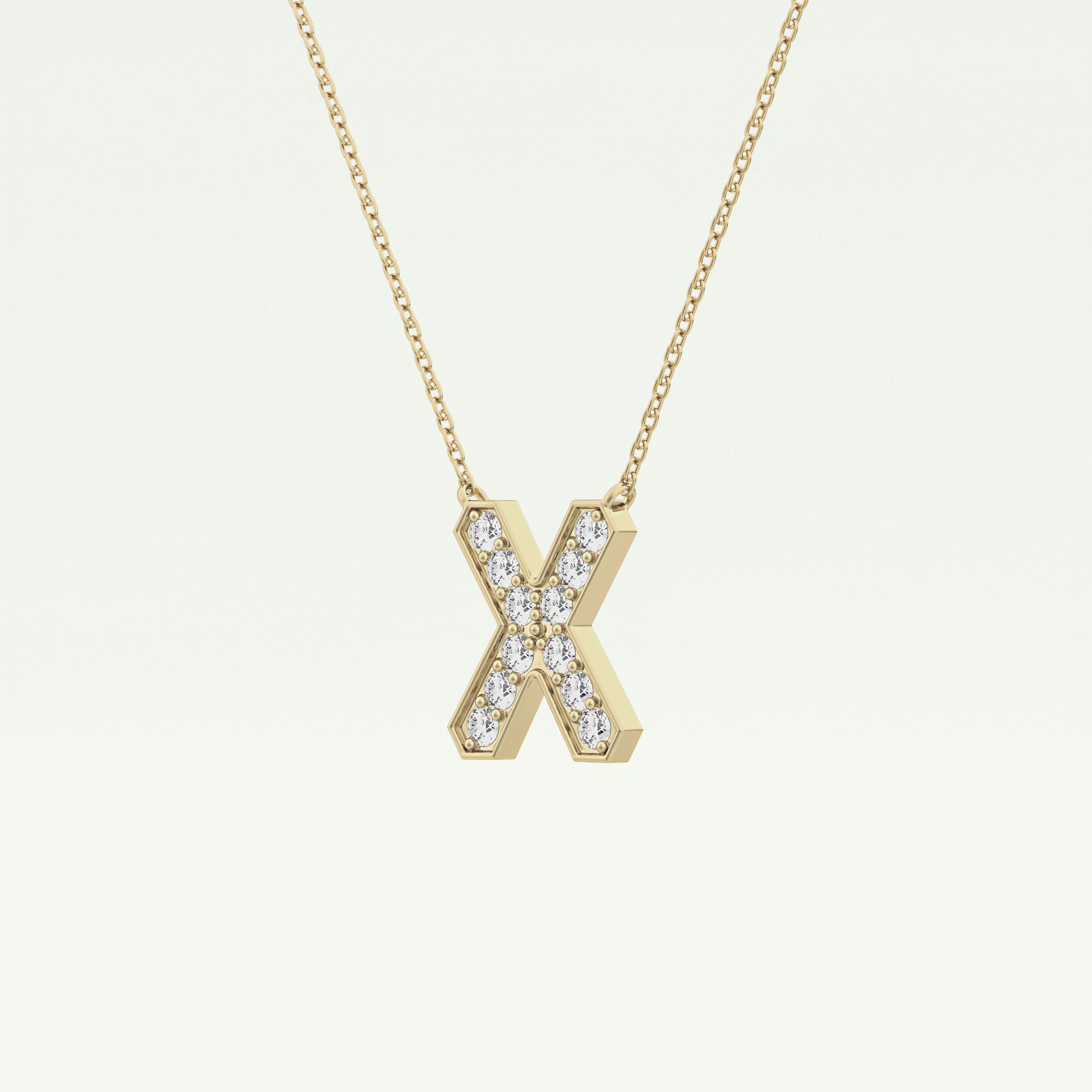 0.31 CT Round Lab-Grown Diamond X Initial Necklace 2