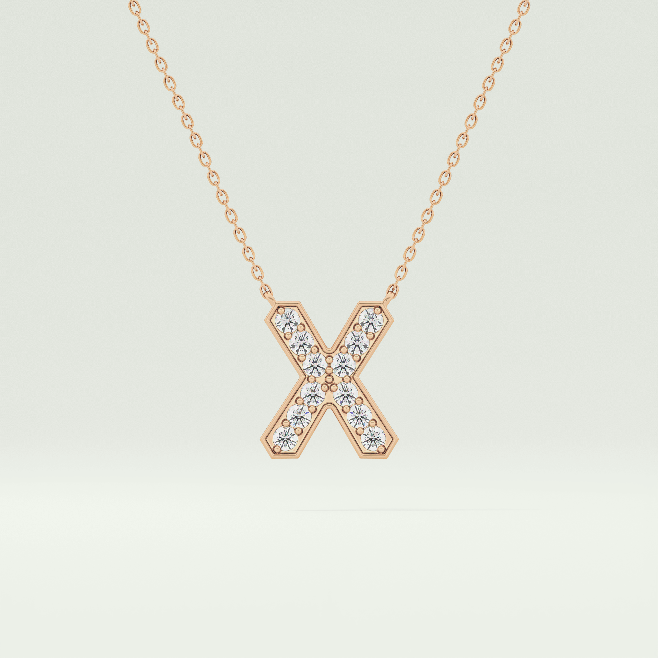0.31 CT Round Lab-Grown Diamond X Initial Necklace 5