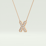 0.31 CT Round Lab-Grown Diamond X Initial Necklace 6