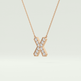 0.31 CT Round Lab-Grown Diamond X Initial Necklace 6