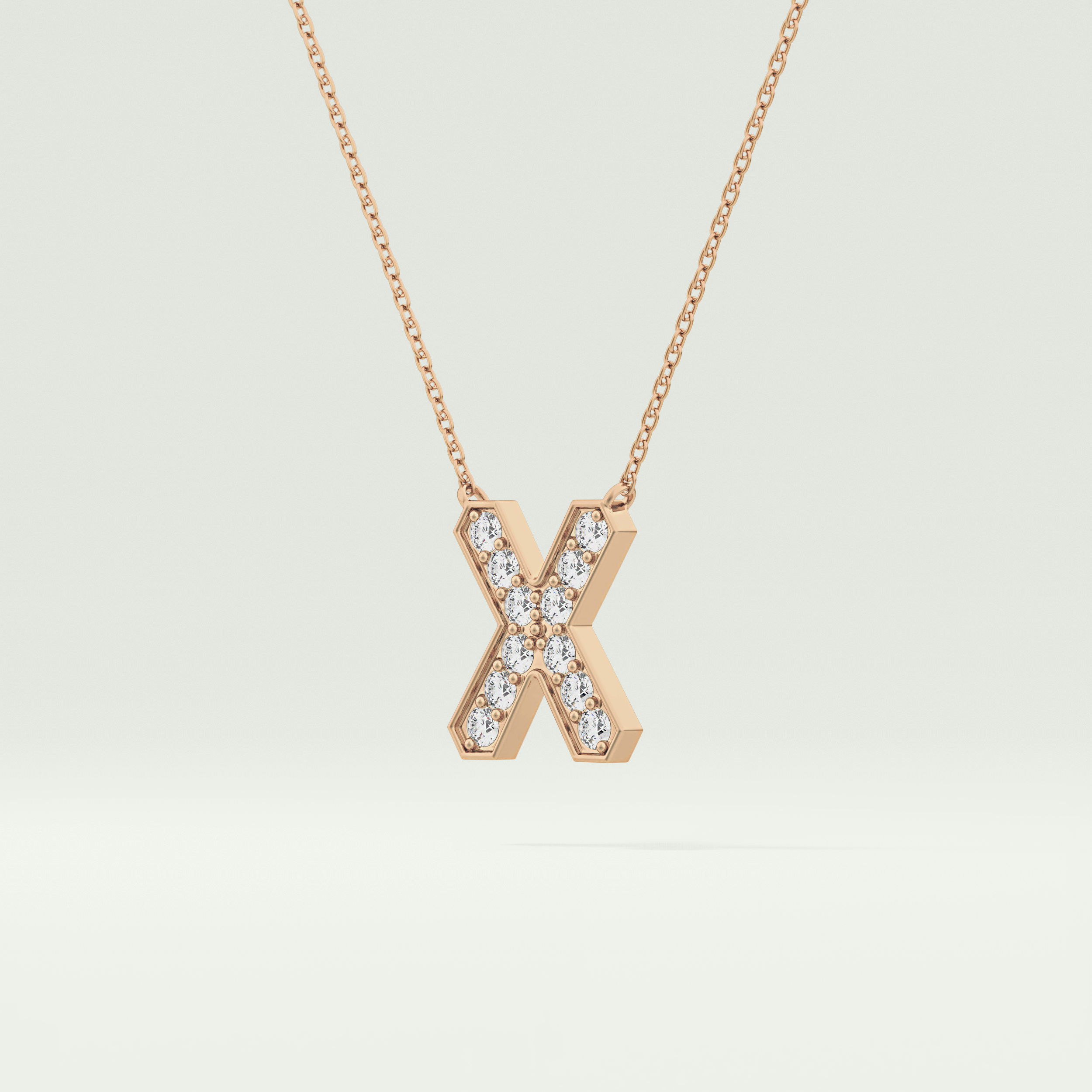 0.31 CT Round Lab-Grown Diamond X Initial Necklace 6