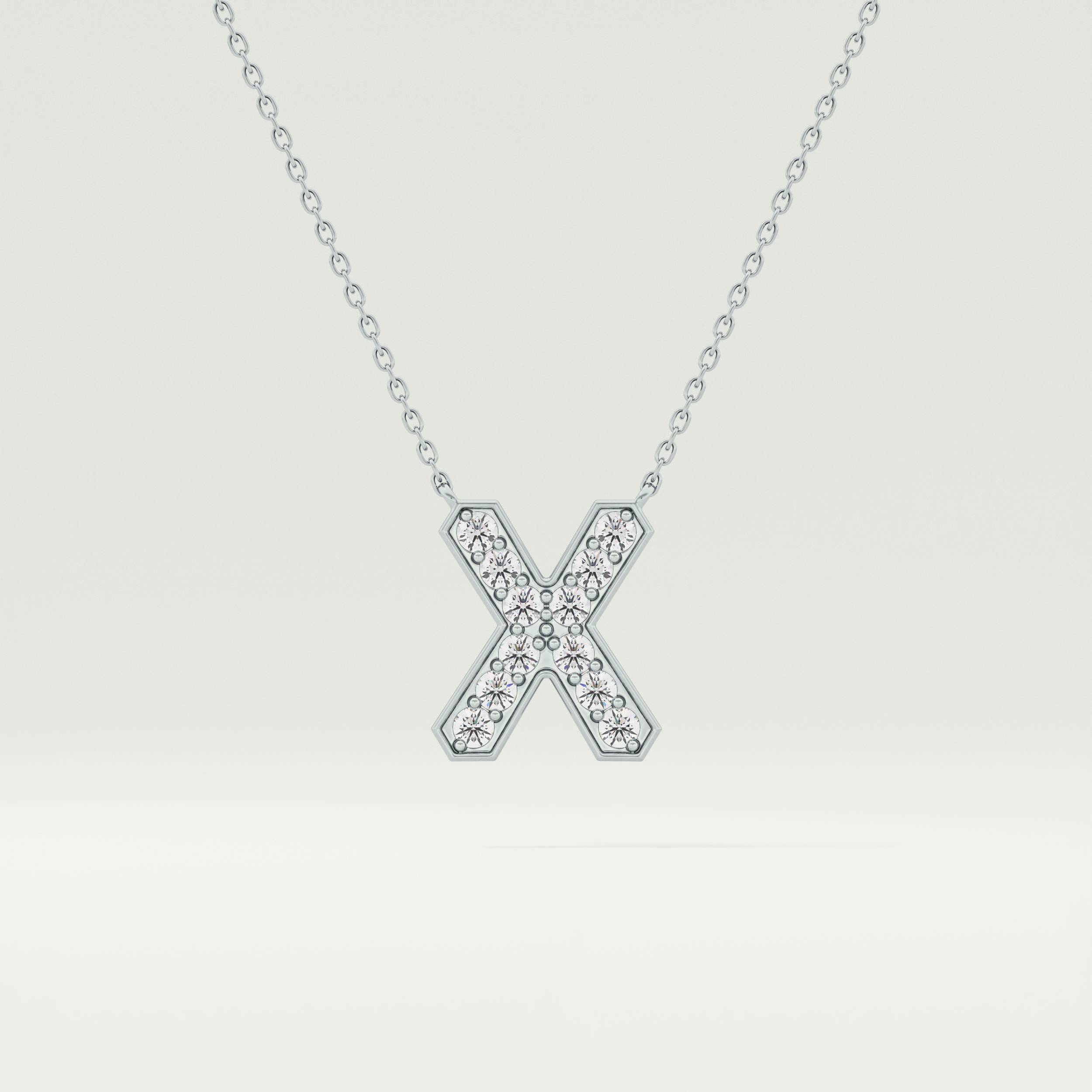 0.31 CT Round Lab-Grown Diamond X Initial Necklace 9