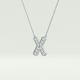 0.31 CT Round Lab-Grown Diamond X Initial Necklace 10