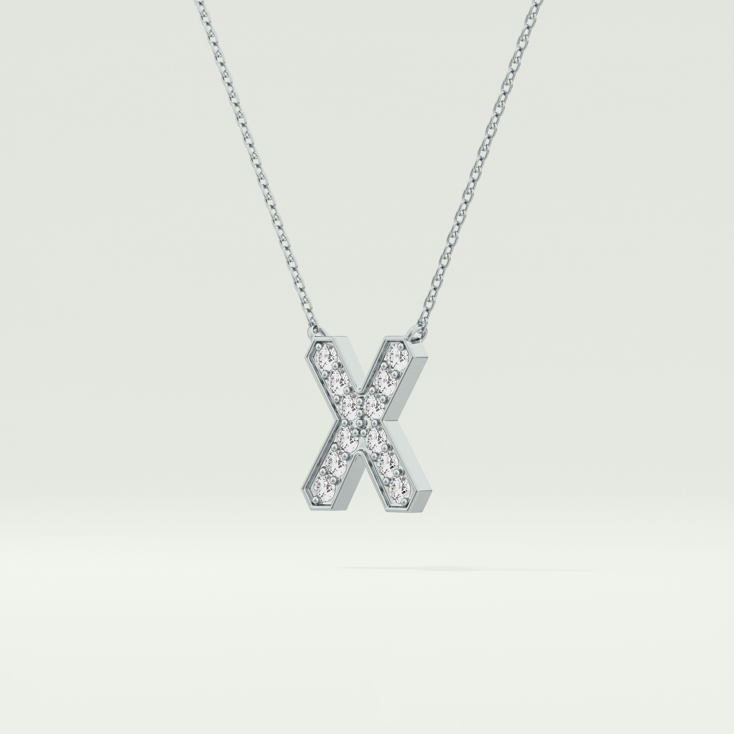 0.31 CT Round Lab-Grown Diamond X Initial Necklace 10