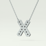 0.31 CT Round Lab-Grown Diamond X Initial Necklace 12