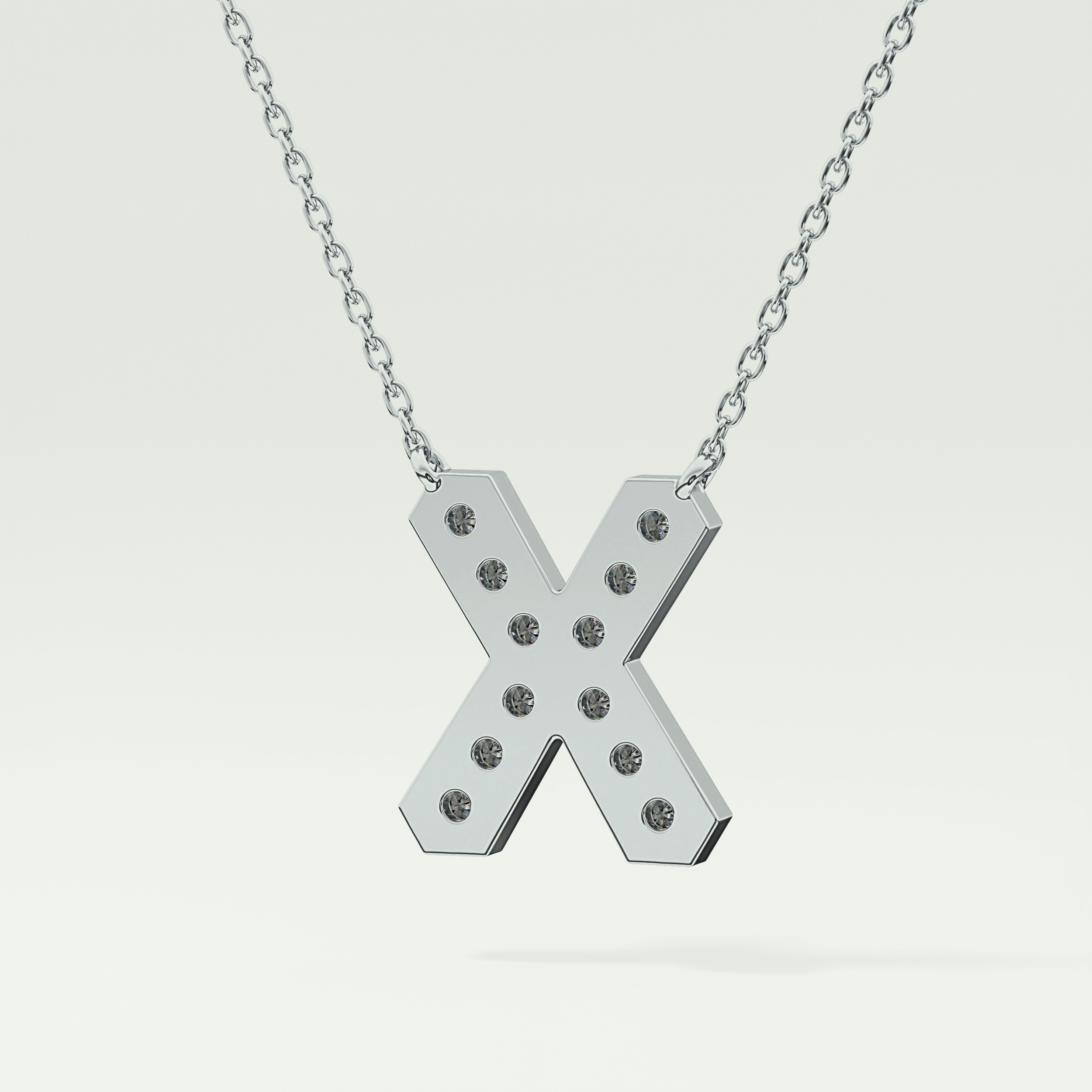 0.31 CT Round Lab-Grown Diamond X Initial Necklace 12