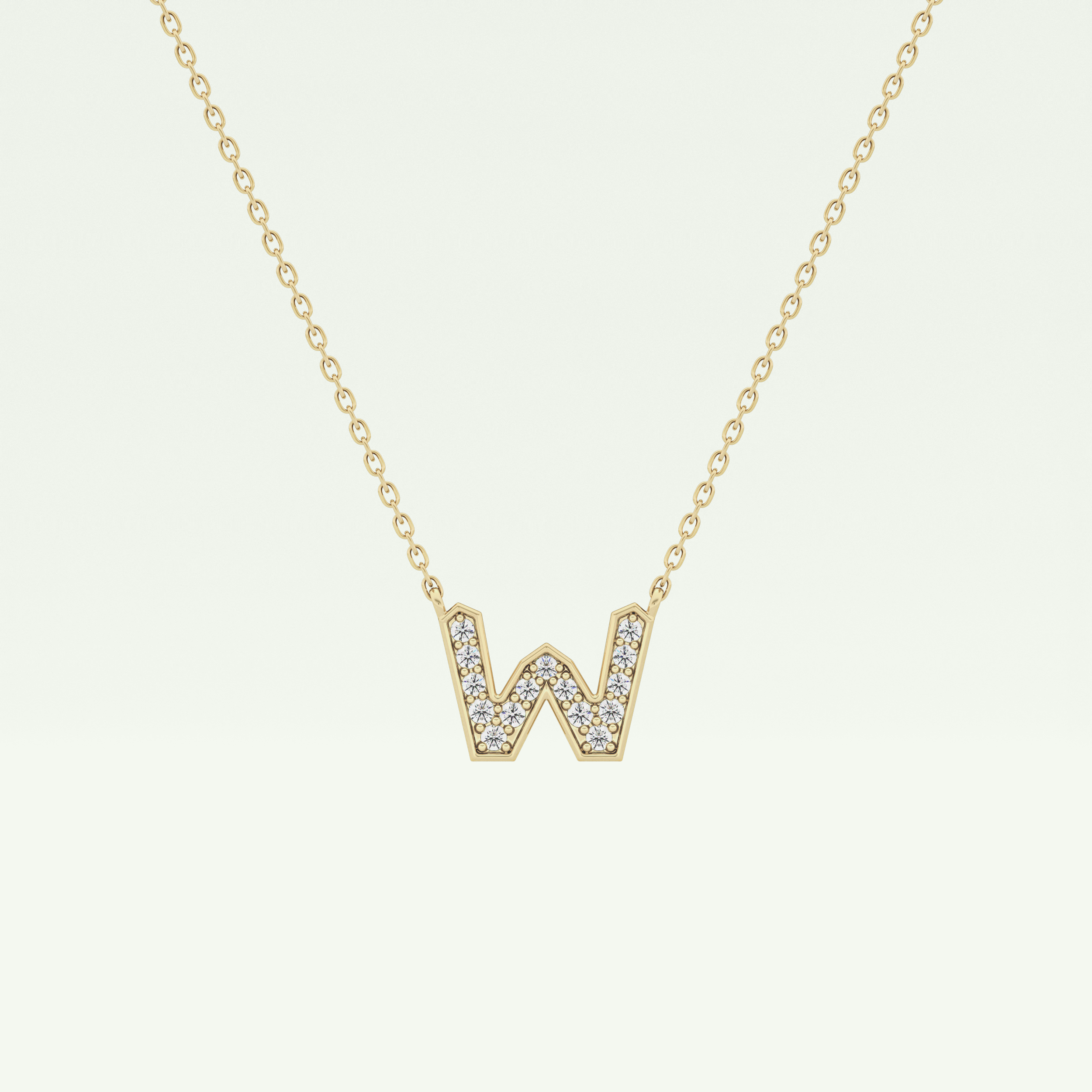 0.084 CT Round Lab-Grown Diamond W Initial Necklace 1
