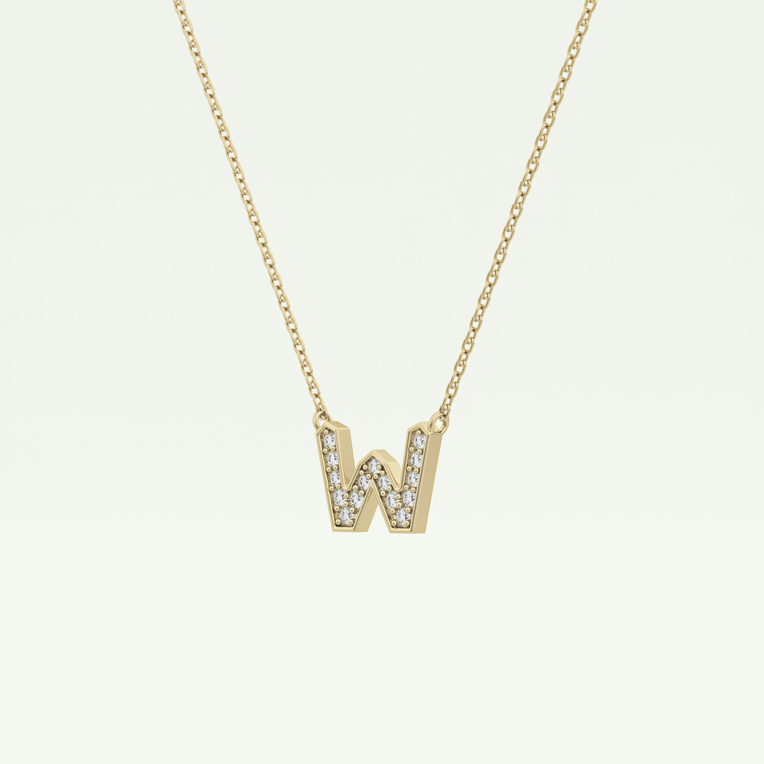 0.084 CT Round Lab-Grown Diamond W Initial Necklace 2
