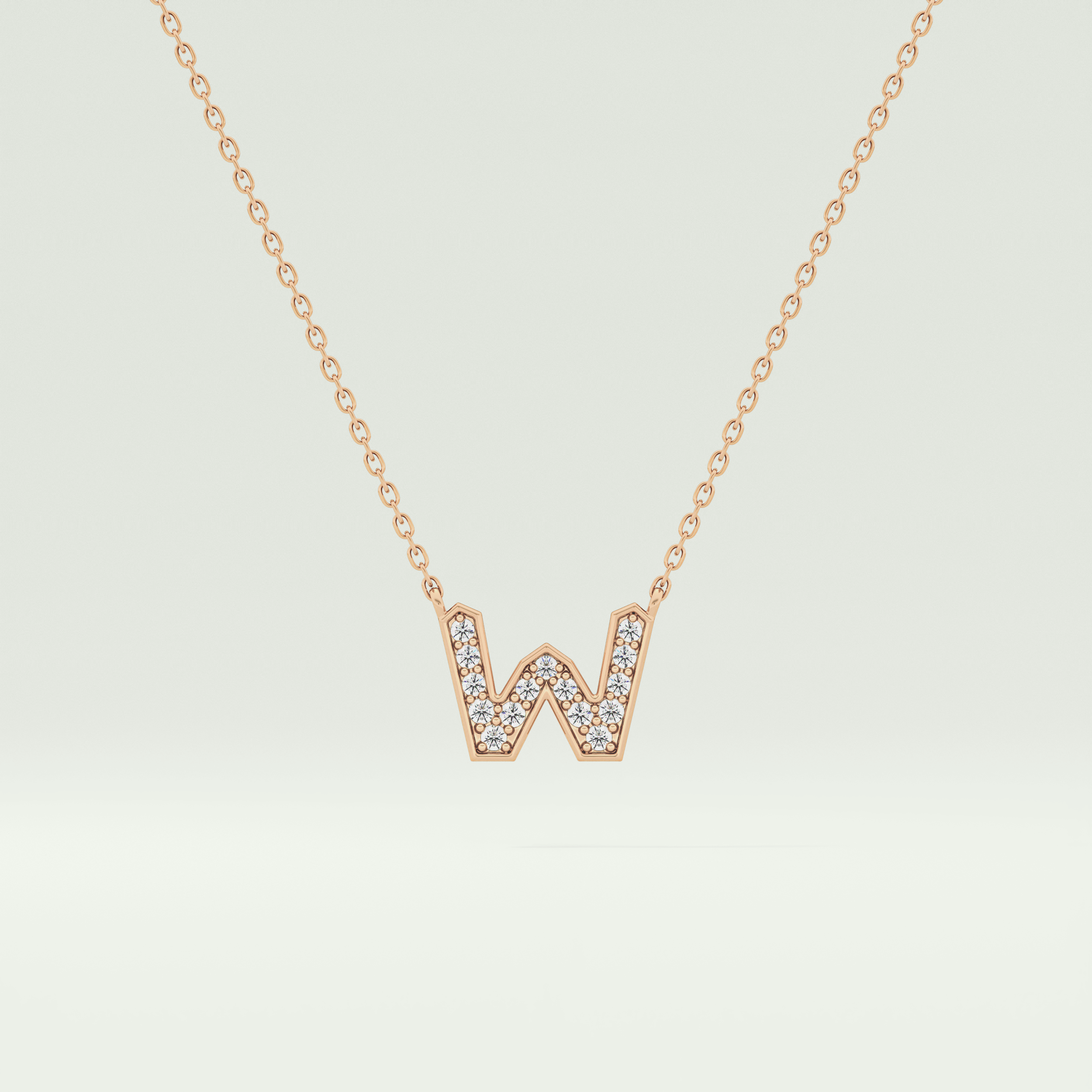 0.084 CT Round Lab-Grown Diamond W Initial Necklace 5