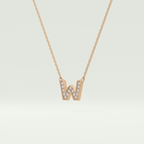 0.084 CT Round Lab-Grown Diamond W Initial Necklace 6