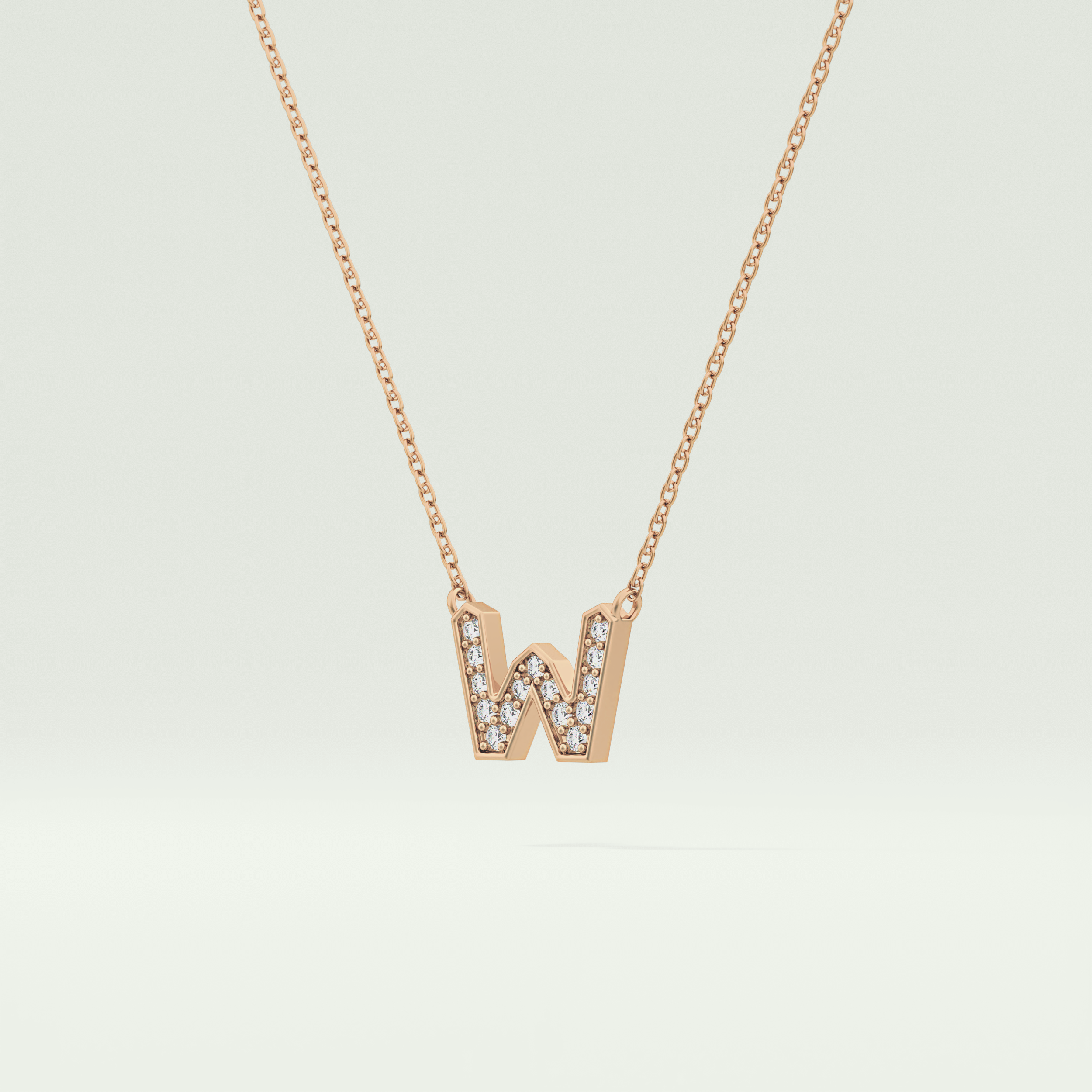0.084 CT Round Lab-Grown Diamond W Initial Necklace 6