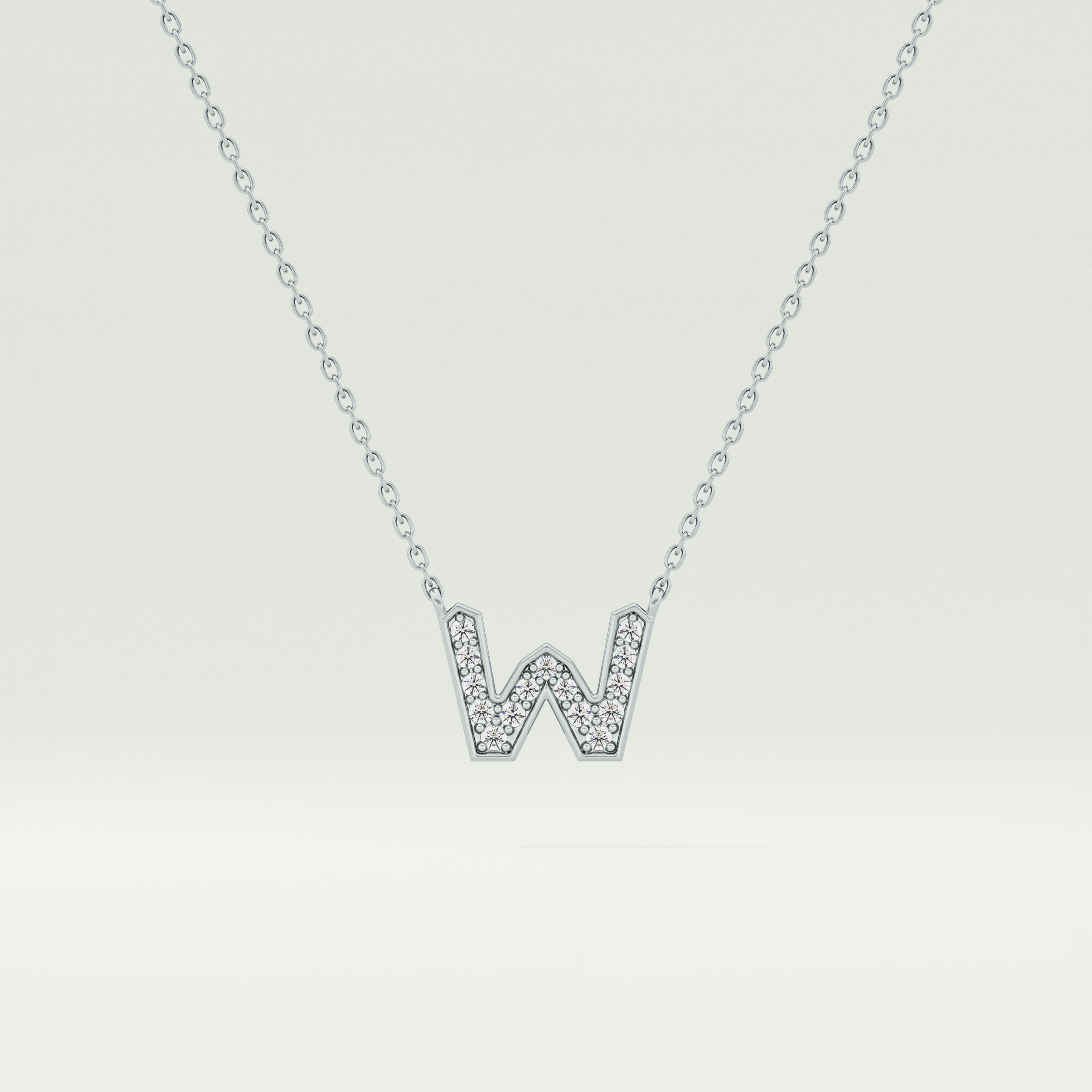 0.084 CT Round Lab-Grown Diamond W Initial Necklace 9