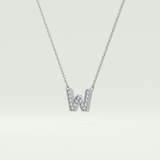 0.084 CT Round Lab-Grown Diamond W Initial Necklace 10
