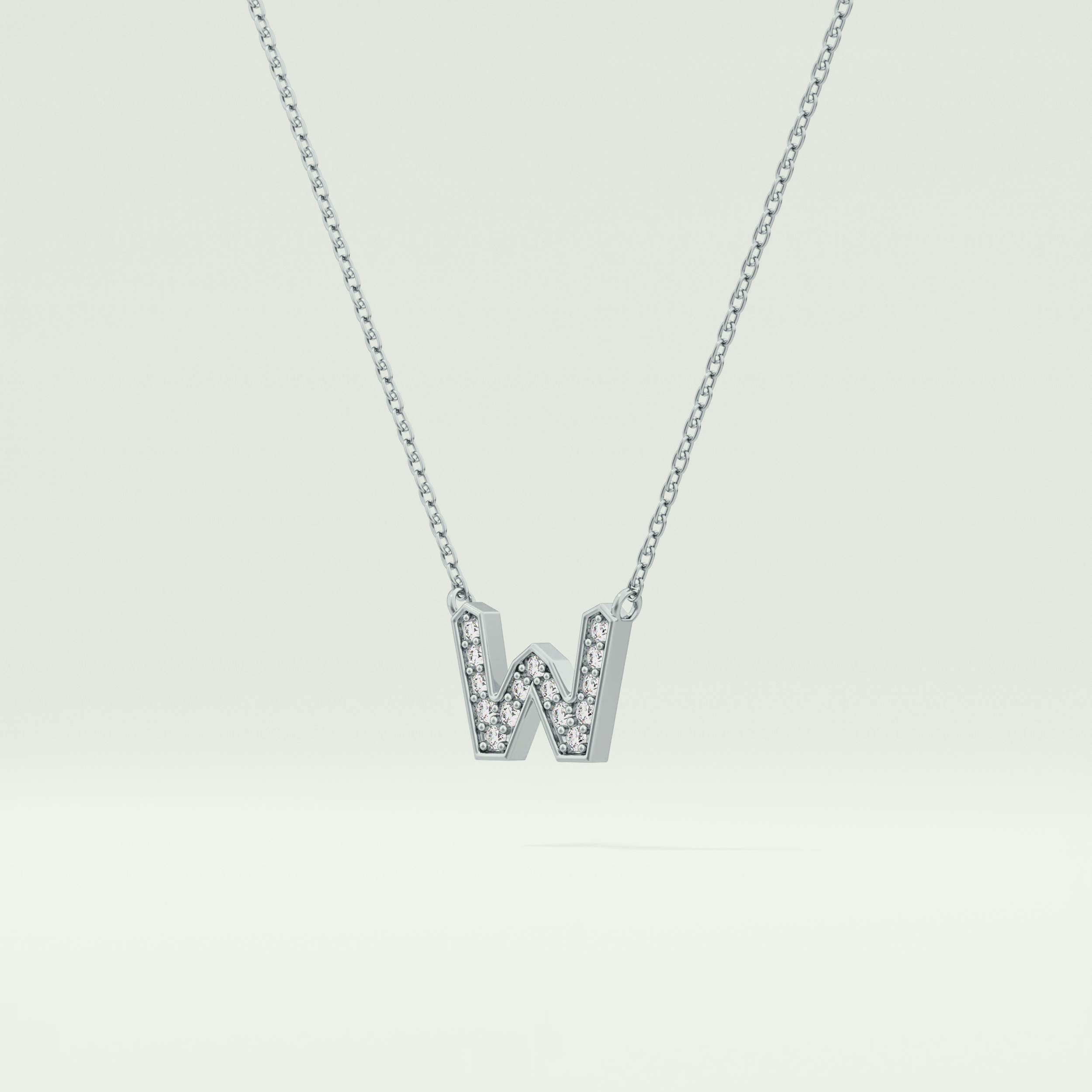 0.084 CT Round Lab-Grown Diamond W Initial Necklace 10