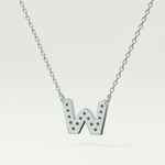 0.084 CT Round Lab-Grown Diamond W Initial Necklace 12