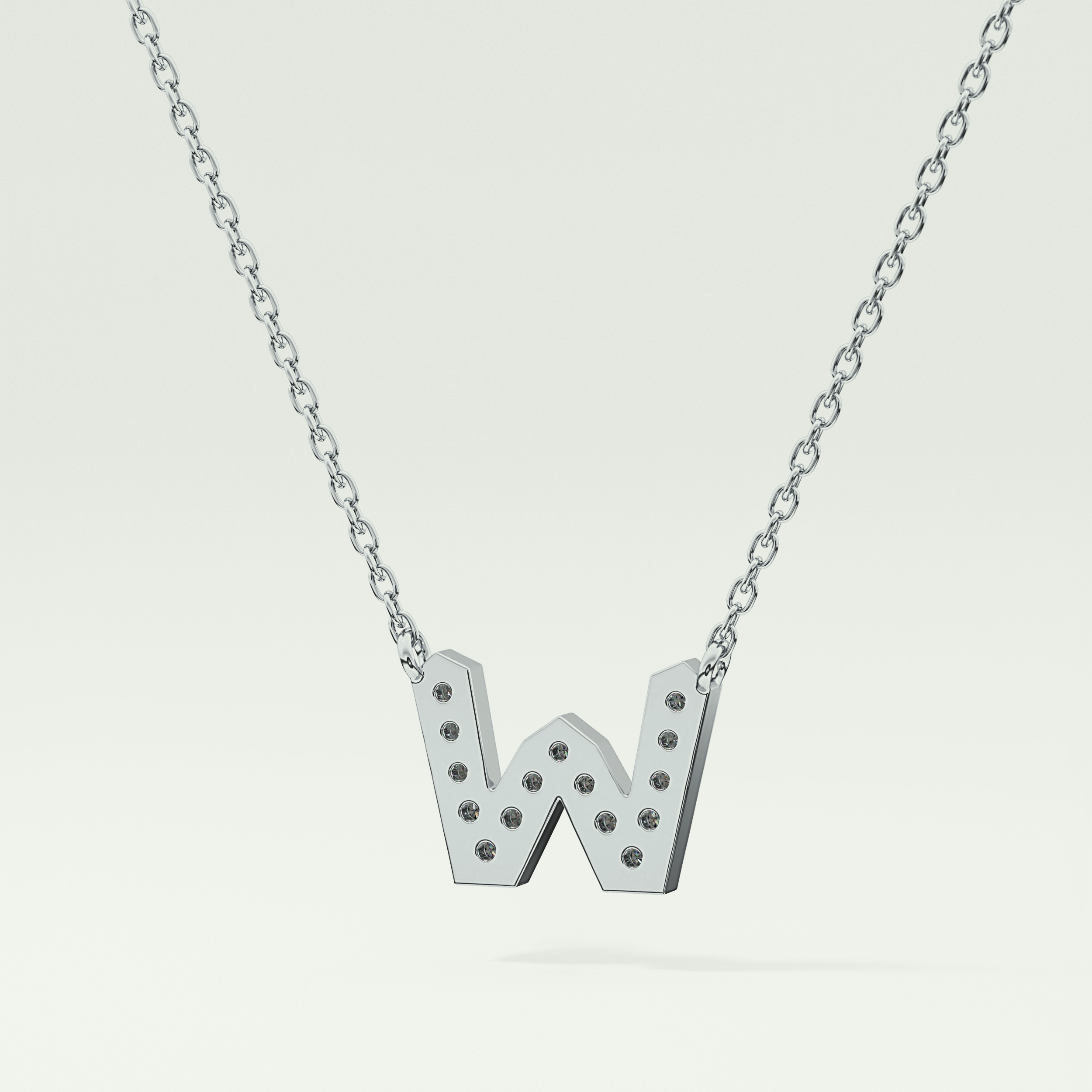 0.084 CT Round Lab-Grown Diamond W Initial Necklace 12