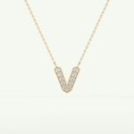 0.178 CT Round Lab-Grown Diamond V Initial Necklace 2