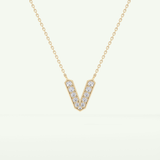 0.178 CT Round Lab-Grown Diamond V Initial Necklace 2