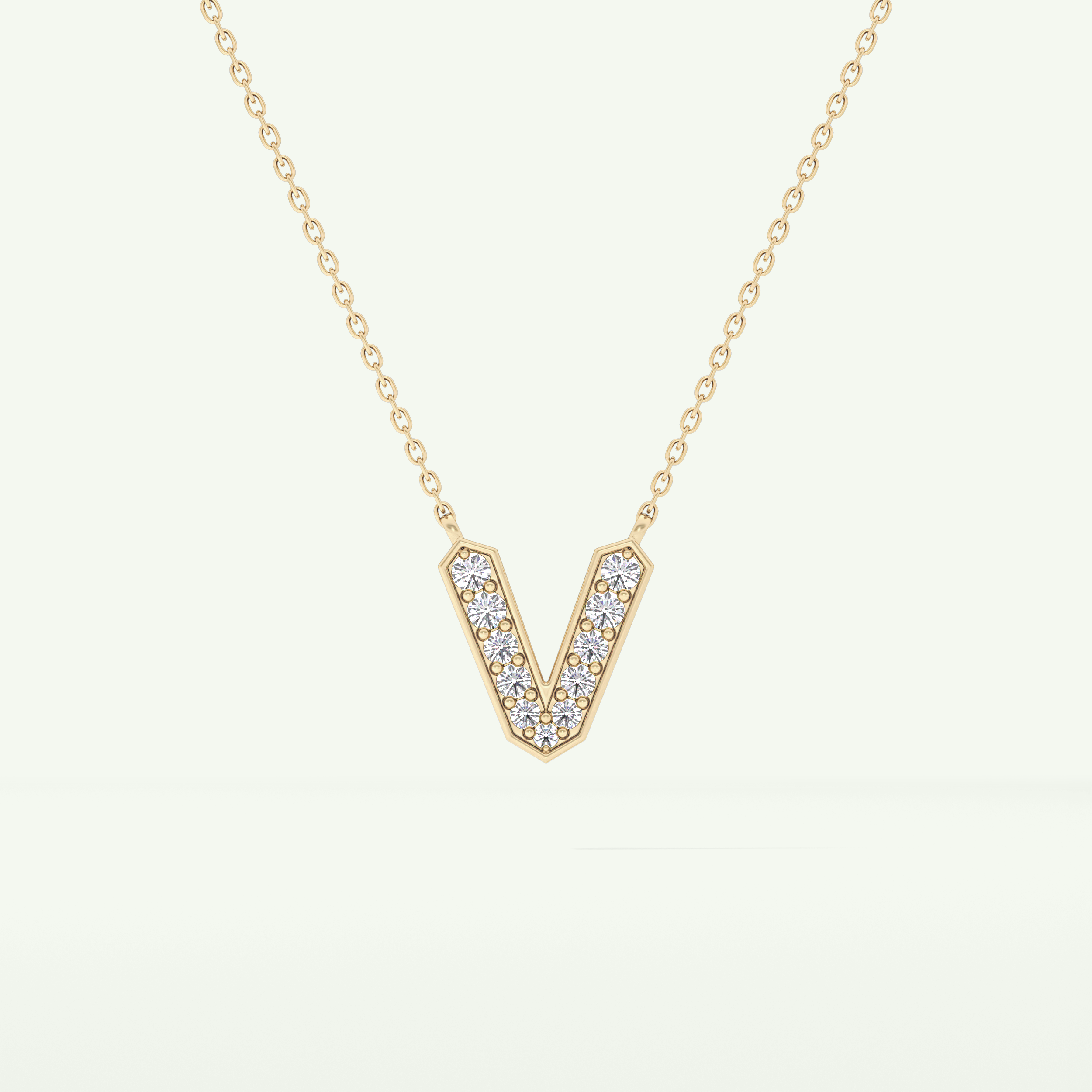 0.178 CT Round Lab-Grown Diamond V Initial Necklace 2