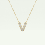 0.178 CT Round Lab-Grown Diamond V Initial Necklace 1