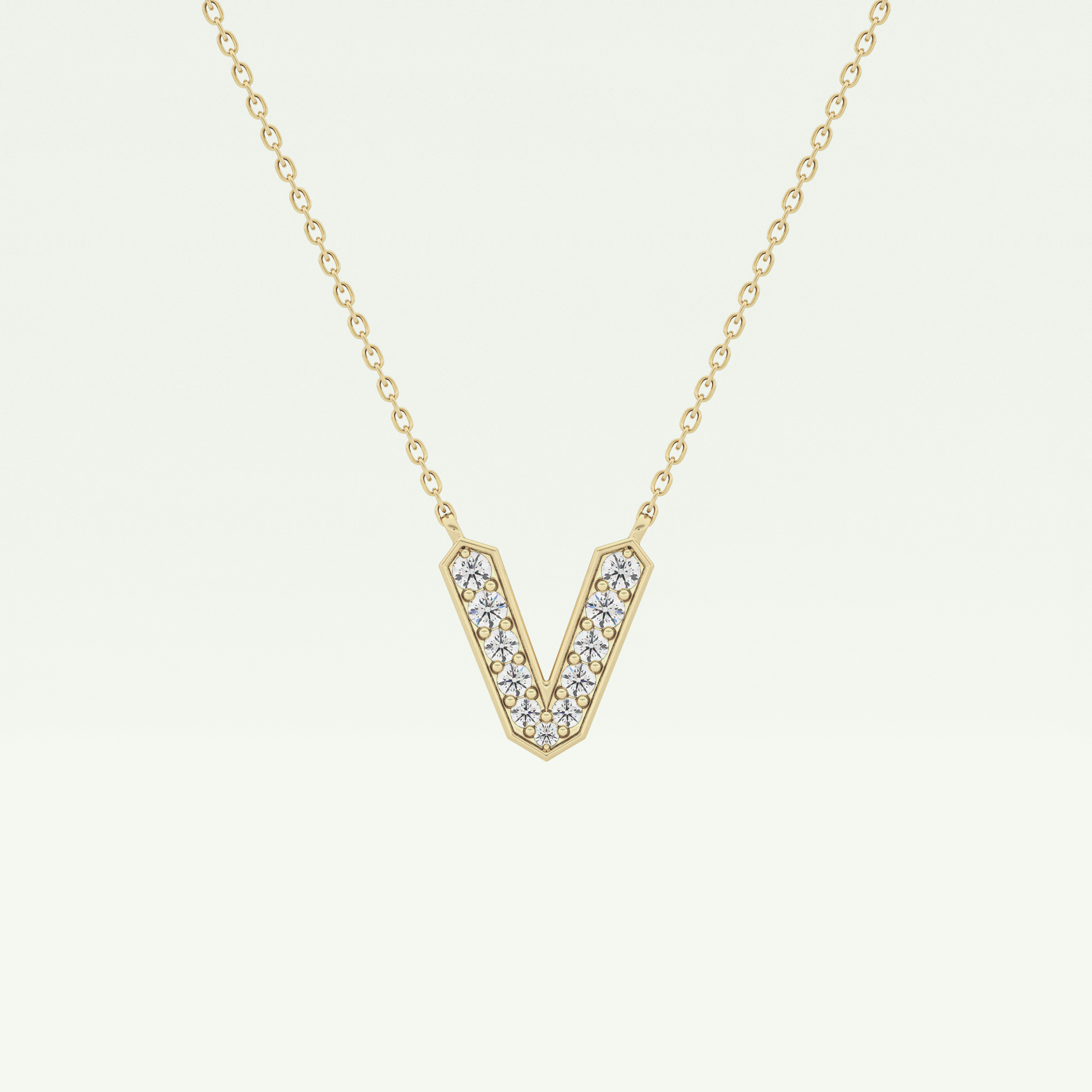 0.178 CT Round Lab-Grown Diamond V Initial Necklace 1