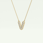 0.178 CT Round Lab-Grown Diamond V Initial Necklace 3