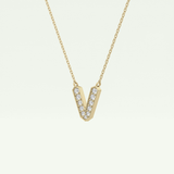 0.178 CT Round Lab-Grown Diamond V Initial Necklace 3