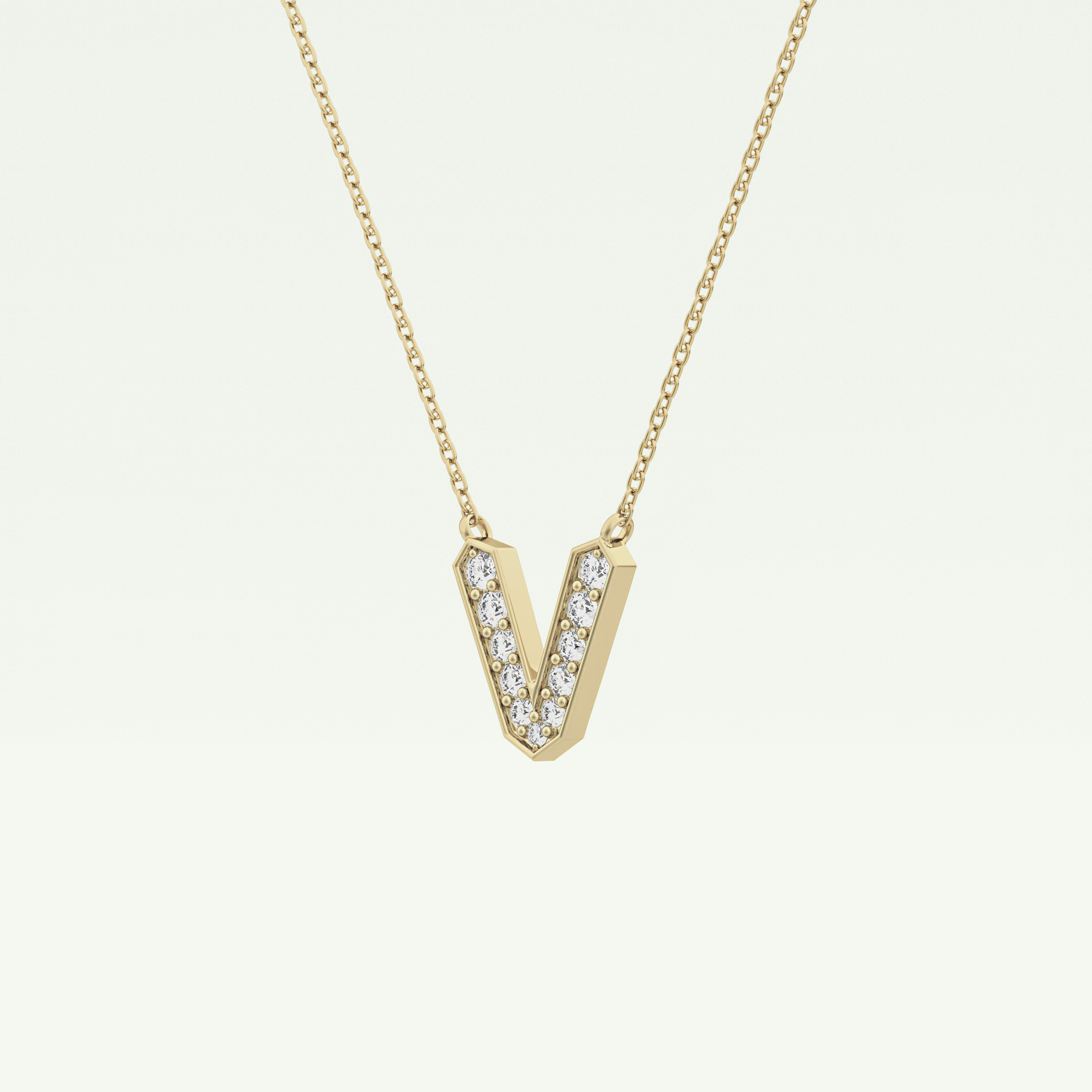 0.178 CT Round Lab-Grown Diamond V Initial Necklace 3