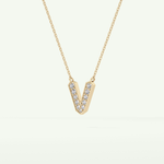 0.178 CT Round Lab-Grown Diamond V Initial Necklace 5