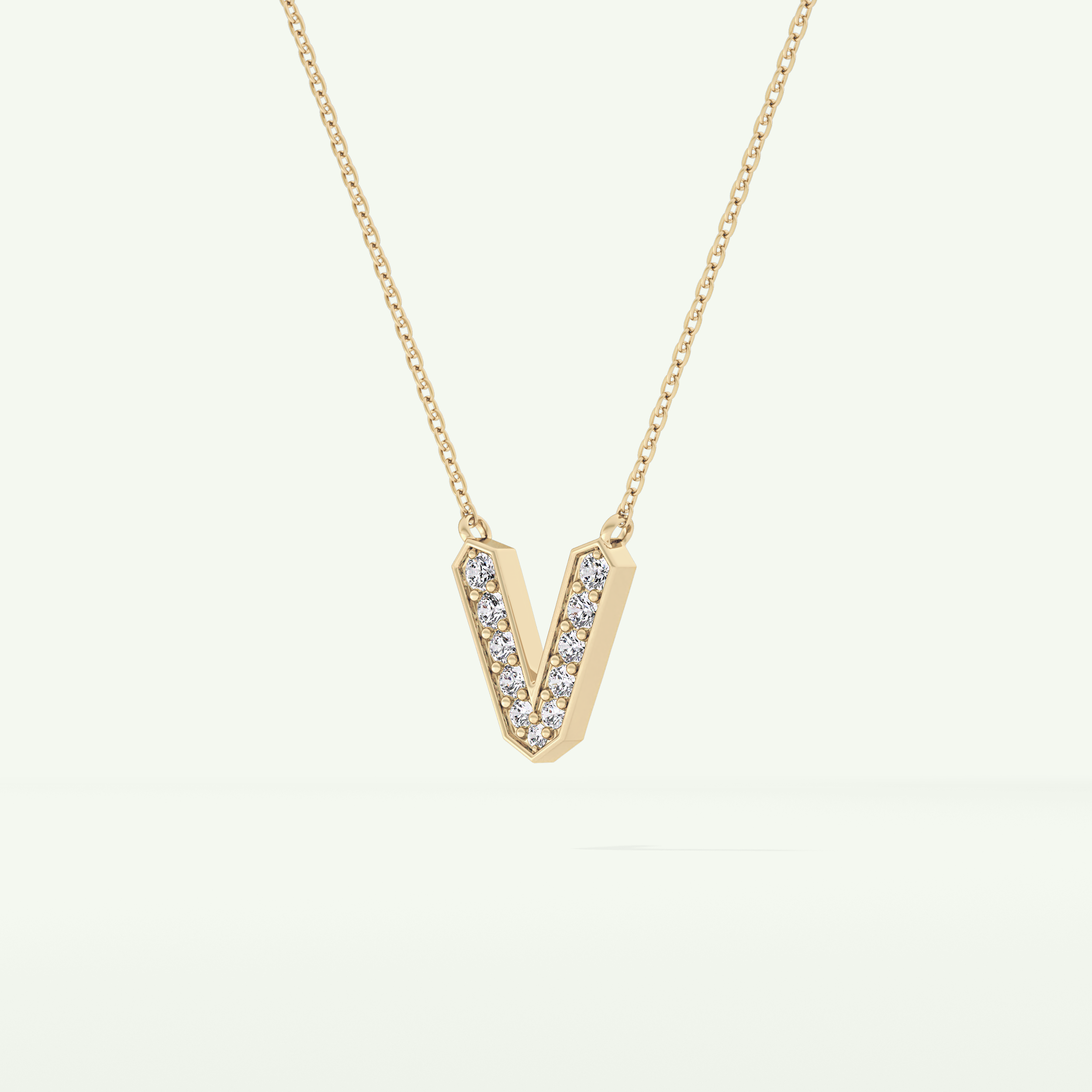 0.178 CT Round Lab-Grown Diamond V Initial Necklace 5