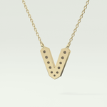 0.178 CT Round Lab-Grown Diamond V Initial Necklace 6