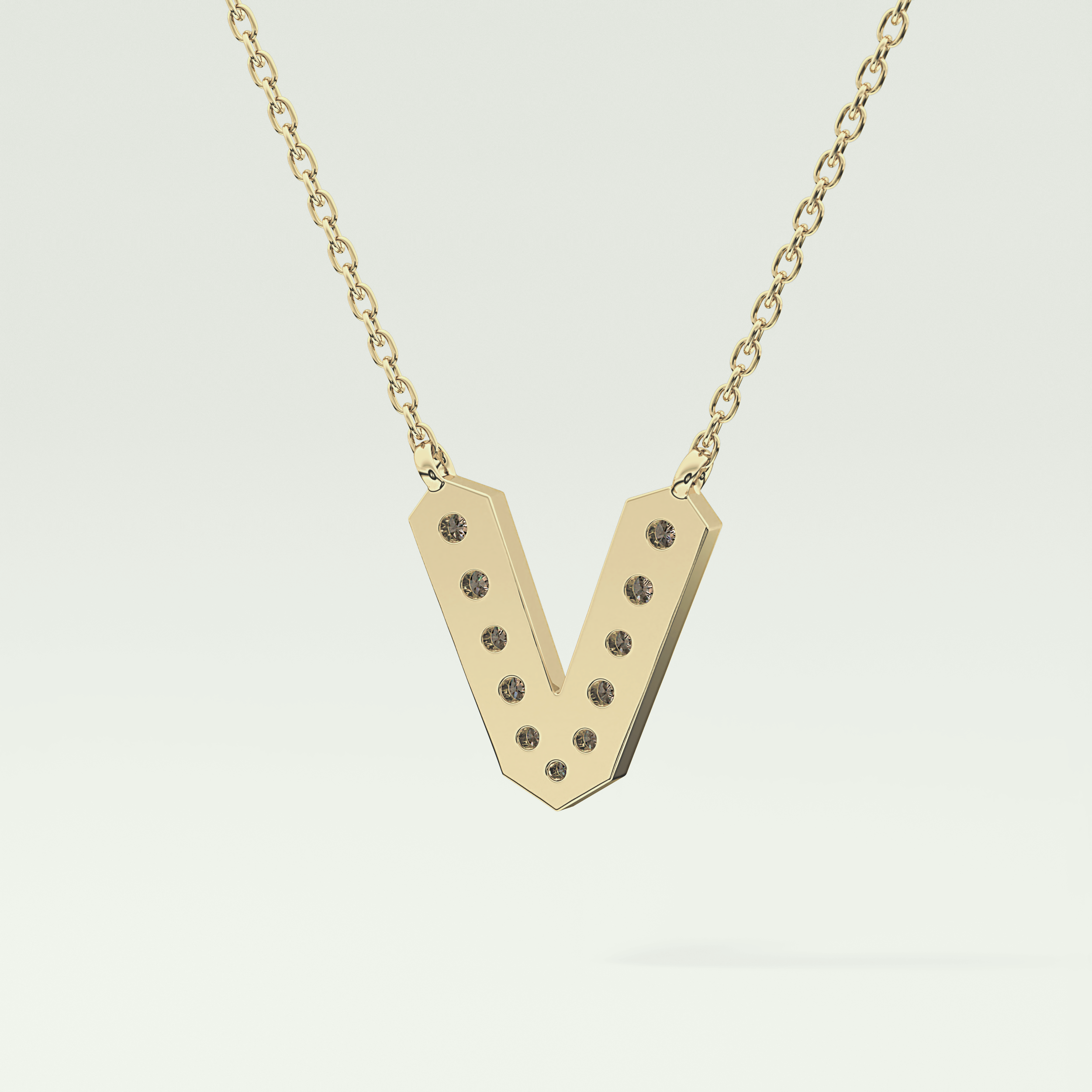 0.178 CT Round Lab-Grown Diamond V Initial Necklace 6