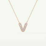 0.178 CT Round Lab-Grown Diamond V Initial Necklace 8