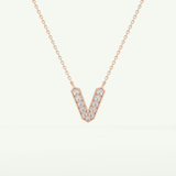 0.178 CT Round Lab-Grown Diamond V Initial Necklace 8