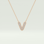 0.178 CT Round Lab-Grown Diamond V Initial Necklace 7