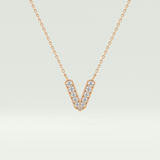 0.178 CT Round Lab-Grown Diamond V Initial Necklace 7