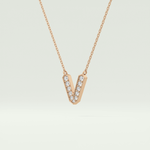 0.178 CT Round Lab-Grown Diamond V Initial Necklace 9