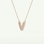 0.178 CT Round Lab-Grown Diamond V Initial Necklace 11