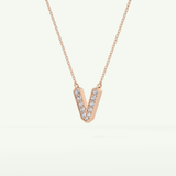 0.178 CT Round Lab-Grown Diamond V Initial Necklace 11