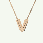 0.178 CT Round Lab-Grown Diamond V Initial Necklace 12