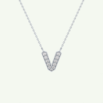 0.178 CT Round Lab-Grown Diamond V Initial Necklace 14