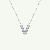0.178 CT Round Lab-Grown Diamond V Initial Necklace 14